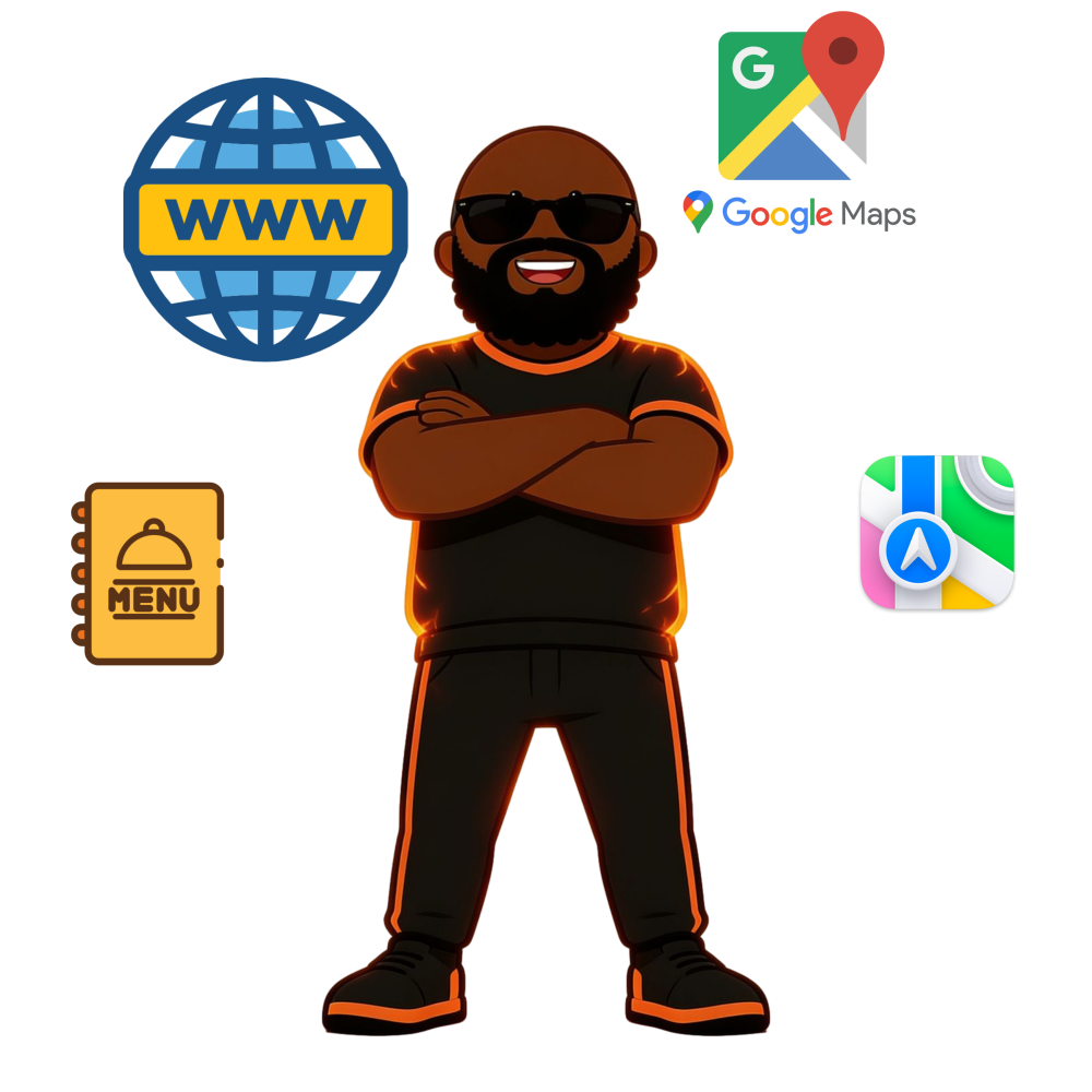 Cha3el mascot with website, Google Maps, Apple Maps and menu — everything an Ottawa business needs online