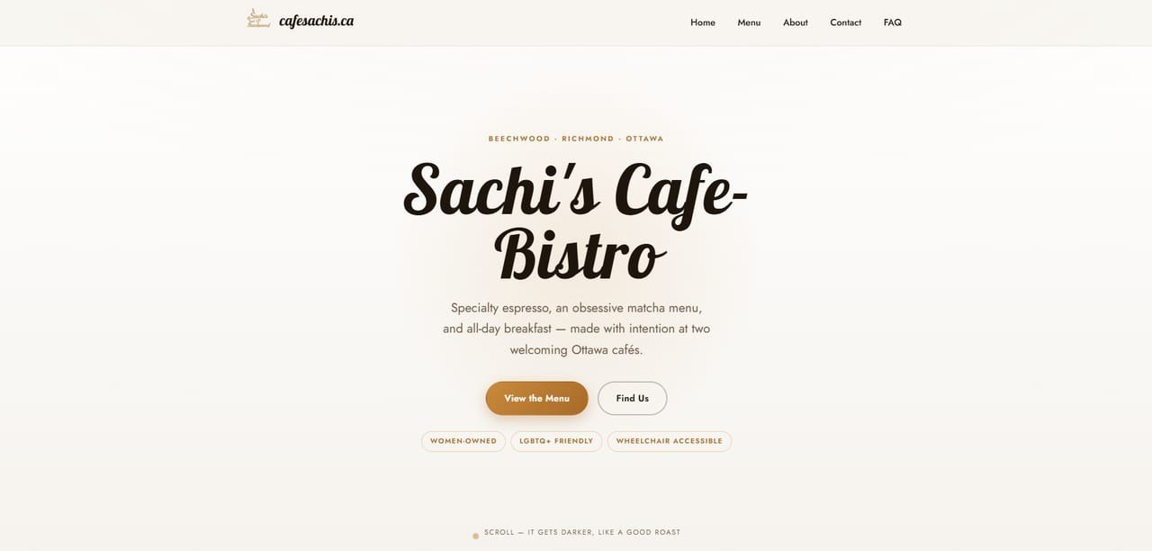 Cafe Sachi's website built by Cha3el